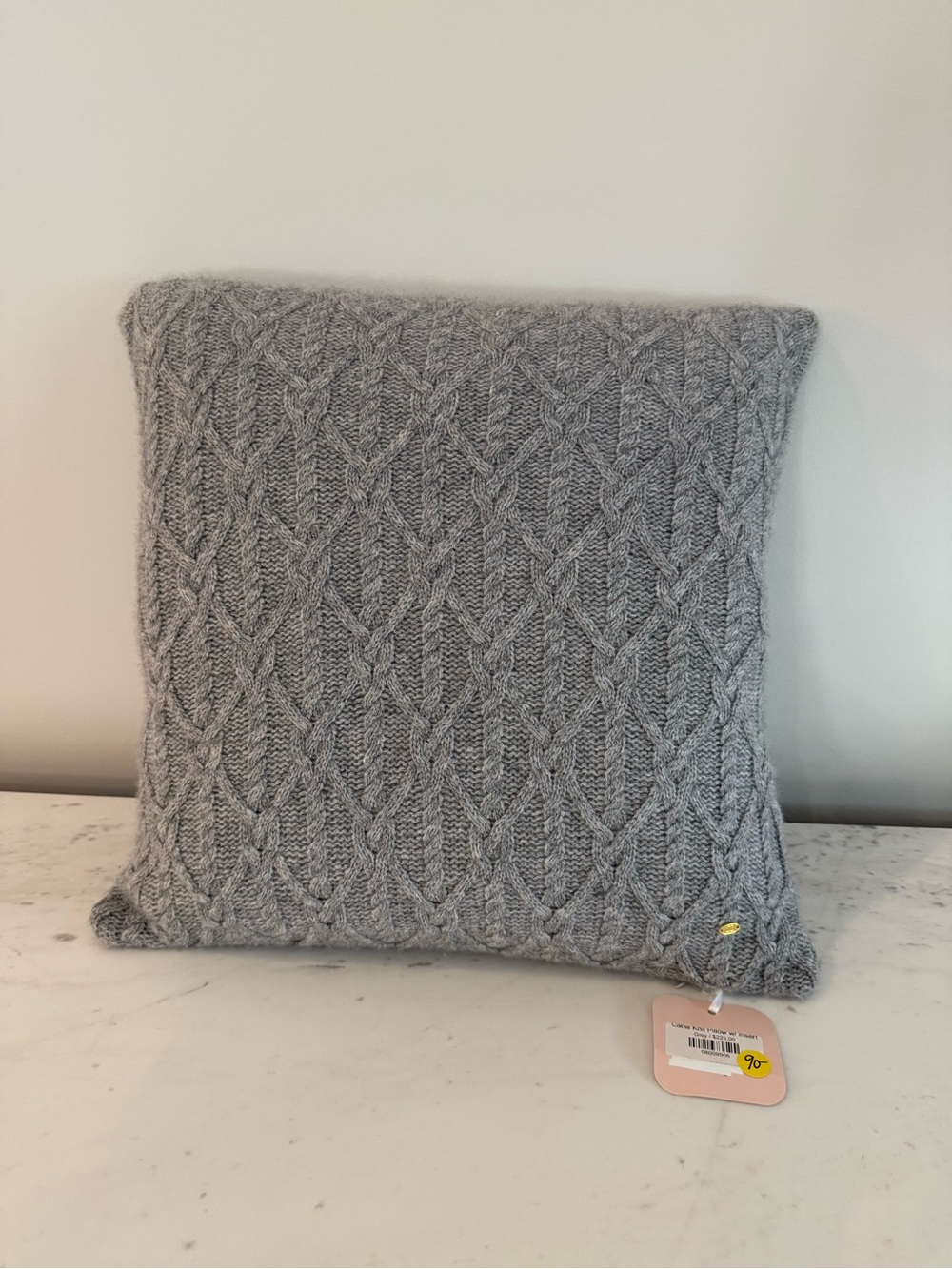 Cashmere Lemonwood Gray Cable Knit Accent Pillow